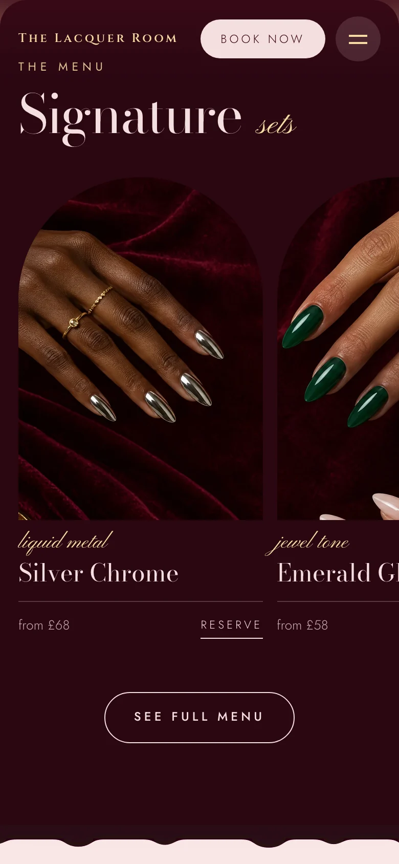 Signature sets carousel on a phone